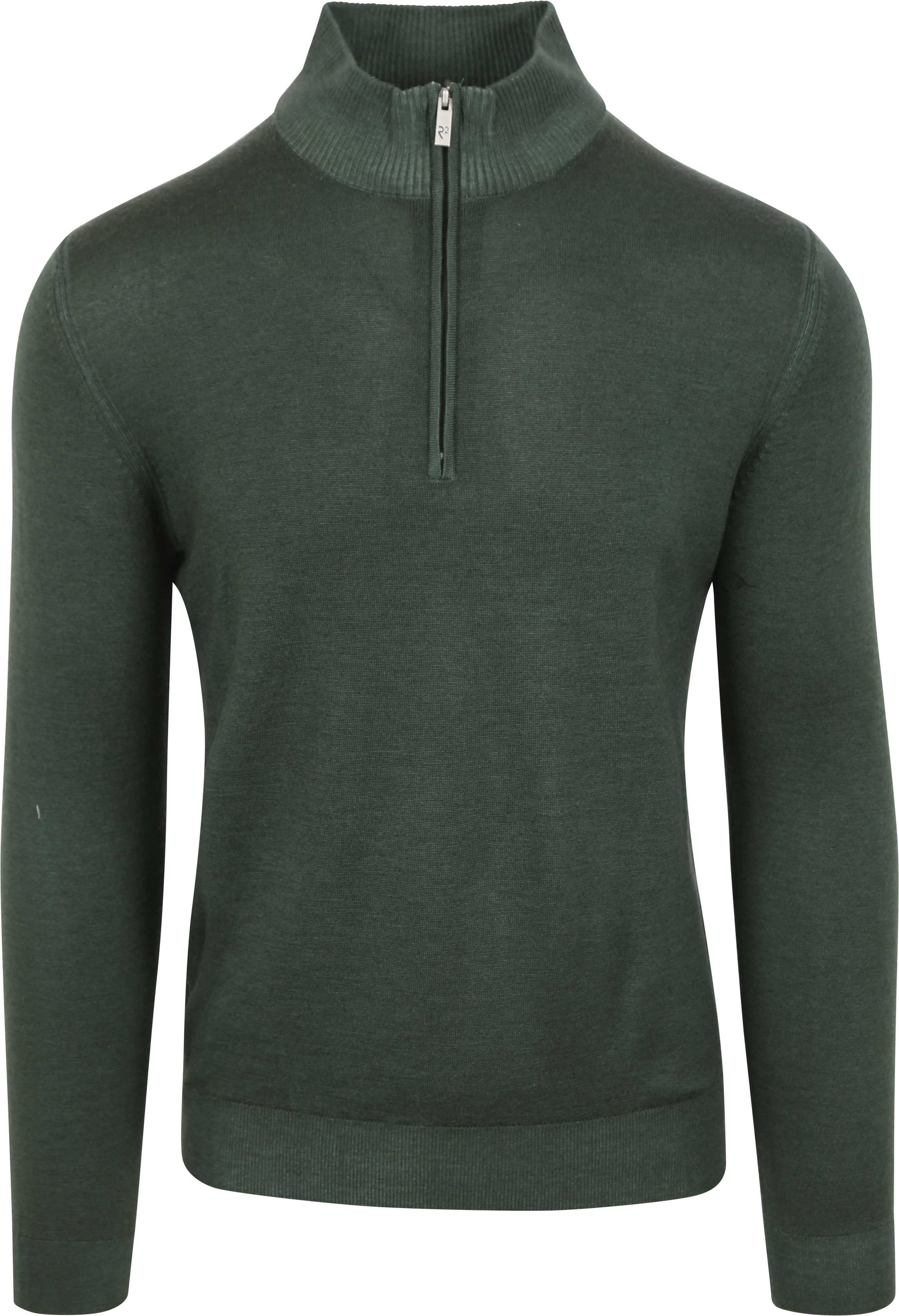 R2 Half Zip Trui Merino Wol Donkergroen 122 ZIP 001 070 Kopen Suitable