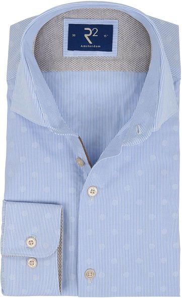 R2 Hemd Blau Streifen Dessin