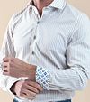 R2 Shirt Stripes Beige Model / Voorkant