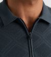 Cast Iron Knitted Half Zip Polo Shirt Structure Blue Model / Detail
