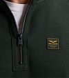 PME Legend Half Zip Pullover Interlock Olive Green Model / Detail