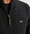 PME Legend Knitted Half Zip Pullover Cable Black Model / Detail