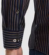 Vanguard Chemise Rayures Marine Marron Model / Detail