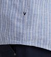 Vanguard Linen Shirt Stripes Blue Model / Detail