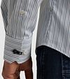 Vanguard Shirt Stripes Light Blue Model / Detail