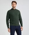McGregor Cable Pullover Merino Wool Melange Dark Green Model / Voorkant