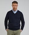 Steppin' Out Pullover Cotton Cashmere V-Neck Navy Model / Voorkant