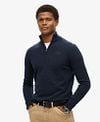 Superdry Henley Essential Half Zip Navy Model / Voorkant