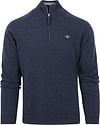 Gant Halfzip Wool Sweater Logo Melange Navy 87213-480 order online | Suitable