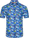R2 Chemise Manches Courtes Imprimé Bleu  128.BDSS.035-073 commander en ligne | Suitable