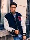 Steppin' Out Varsity Embroidery Jacket Navy Model / Voorkant