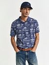 Gant Polo Shirt Palm Print Dusty Navy Model / Voorkant