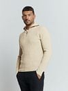 No Excess Half Zip Pullover Two Coloured Melange Greige Model / Voorkant