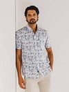 State Of Art Short Sleeve Poplin Shirt Beige Blue Model / Voorkant