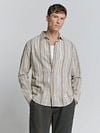 No Excess Chemise Beige Rayé Model / Voorkant