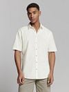 No Excess Short Sleeve Overhemd Linen Blend Wit Model / Voorkant