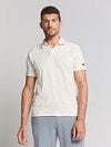 No Excess Poloshirt Terry Jacquard Ecru Model / Voorkant