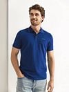State of Art Poloshirt Piqué Cobalt Blue Model / Voorkant