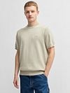 BOSS Knitted T-shirt Kanache Ecru Model / Voorkant