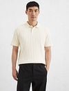 Marc O'Polo Knitted Polo Shirt Rib Structure Off White Model / Voorkant