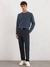 Marc O'Polo Pullover Crewneck Cotton/Linen Dark Blue Model / Voorkant
