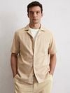 Marc O'Polo Crèpe Shirt Short Sleeves Beige Model / Voorkant