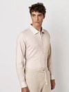 Desoto Shirt Kent Monochrome Stripes Beige Model / Voorkant