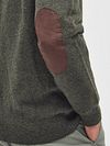 Barbour Cardigan Zippé Laine d'Agneau Vert Foncé Model / Zijkant