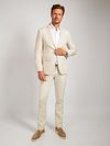Suitable Veste de Costume De Lin Herringbone Ecru Model / Voorkant