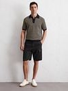 Marc O'Polo Knitted Polo Shirt Stripes Black Beige Model / Voorkant