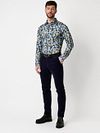 Desoto Hemd Print Bloem Blauw Model / Voorkant