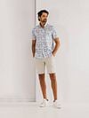 State Of Art Short Sleeve Poplin Overhemd Beige Blauw Model / Voorkant