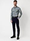 Desoto Chemise Impression Fleurs Bleu Model / Voorkant