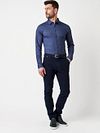 Desoto Chemise Twill Optics Indigo Model / Zijkant