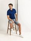State of Art Poloshirt Piqué Cobalt Blue Model / Sfeerbeeld
