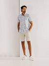 State Of Art Short Sleeve Poplin Shirt Beige Blue Model / Voorkant