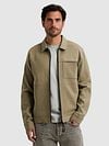 Cast Iron Overshirt Interlock Sweat Kaki Model / Voorkant
