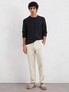 Marc O'Polo Pullover Linen Blend Navy Model / Voorkant