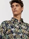 Desoto Short Sleeve Jersey Shirt Botanic Print Navy Model / Voorkant
