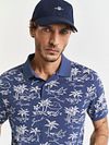 Gant Polo Shirt Palm Print Dusty Navy Model / Voorkant