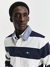 Gant Heavy Rugger Shield Poloshirt Streifen Navy Weiß Model / Voorkant