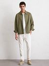 Marc O'Polo Overshirt Linen Blend Olive Green Model / Voorkant