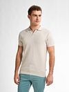Petrol Knitted Polo Shirt Ecru Model / Voorkant
