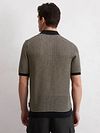 Marc O'Polo Knitted Polo Shirt Stripes Black Beige Model / Achterkant