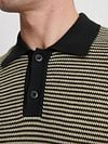 Marc O'Polo Knitted Polo Shirt Stripes Black Beige Model / Detail