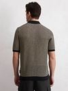 Marc O'Polo Knitted Poloshirt Strepen Zwart Beige Model / Achterkant