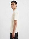 Marc O'Polo Knitted Poloshirt Rib Structure Off White Model / Zijkant