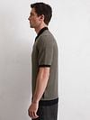 Marc O'Polo Knitted Poloshirt Streifen Schwarz Beige Model / Zijkant