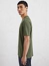 Marc O'Polo T-shirt Slub Stripes Dark Green Model / Zijkant