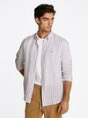 Tommy Hilfiger Shirt Linen Stripe Beige Model / Voorkant